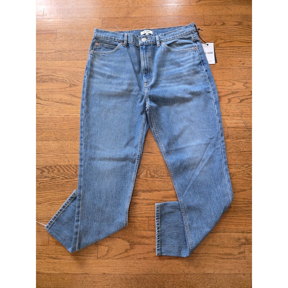 RE/DONE 70's Stovepipe Straight Jeans High Rise Blue Denim Women’s Size 32 $250